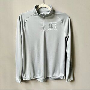 Under Armour Quarter Zip Pullover Boys Size Large Light Gray Lightweight School